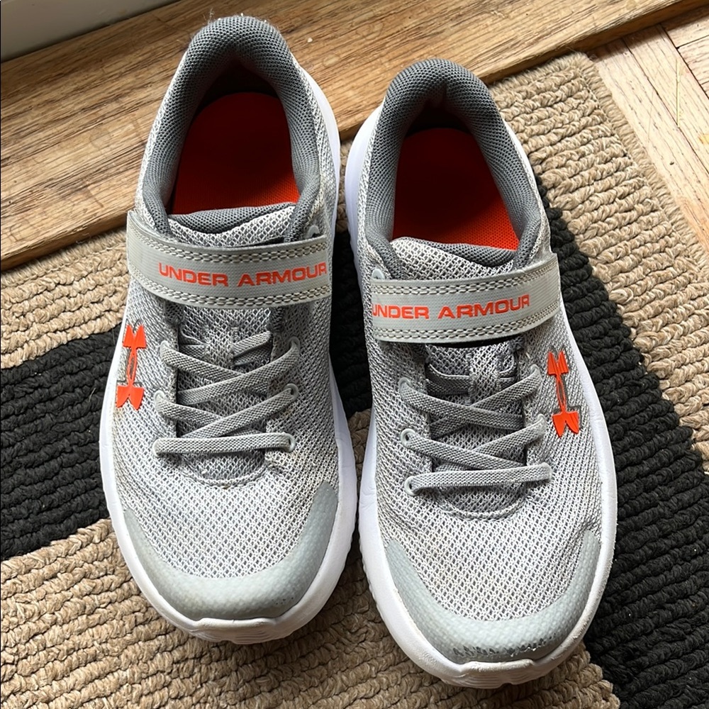 Boys shoes Under Armour Gray and Orange Sneakers with Velcro Strap